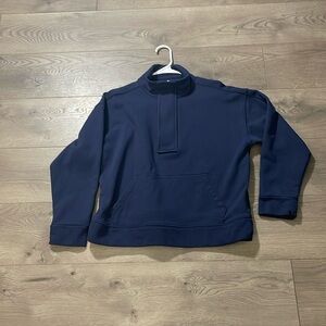 A New Day navy blue pullover with 1/2 zipper and kangaroo pocket, size M